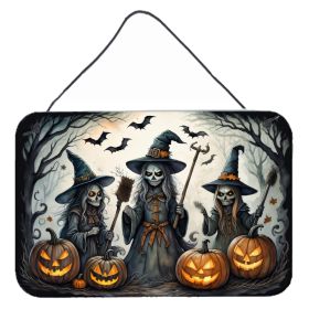 NEW Witches Spooky Halloween Wall or Door Hanging Prints Aluminum Metal Sign Kitchen Wall Bar Bathroom Plaque Home Decor, 8HX12W, Multicolor