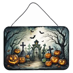 NEW Graveyard Spooky Halloween Wall or Door Hanging Prints Aluminum Metal Sign Kitchen Wall Bar Bathroom Plaque Home Decor, 8HX12W, Multicolor