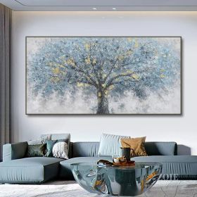 Hand Painted Oil Painting Oil Painting on Canvas Tree Blue Abstract Trees Landscape Modern Oil Painting Original Hand Painted Painting Modern Art (Style: 01, size: 90x120cm)